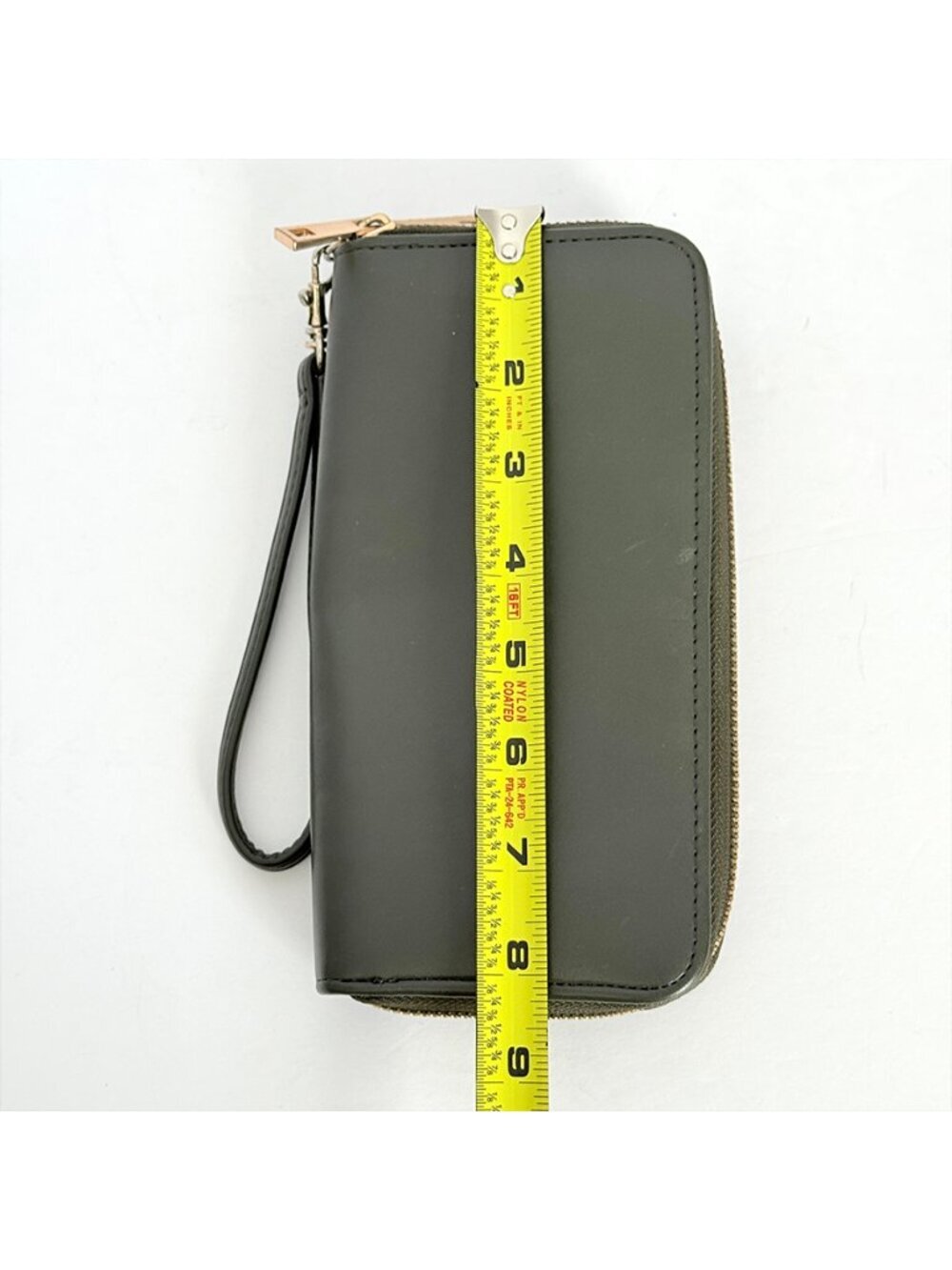 A New Day Olive Green Leather Wristlet Clutch - Picture 7 of 8